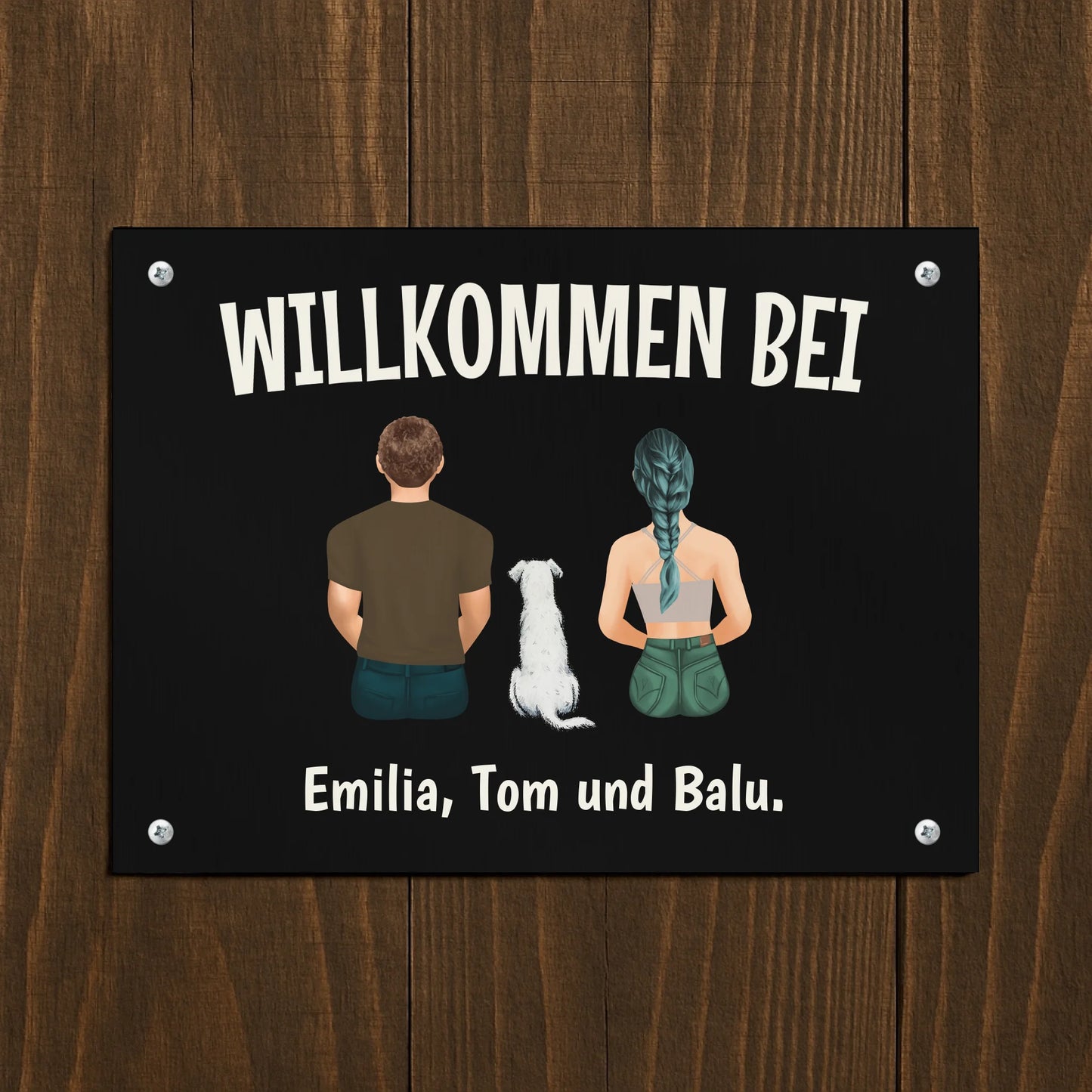 Metallschild Mockup Holzwand Petnovia