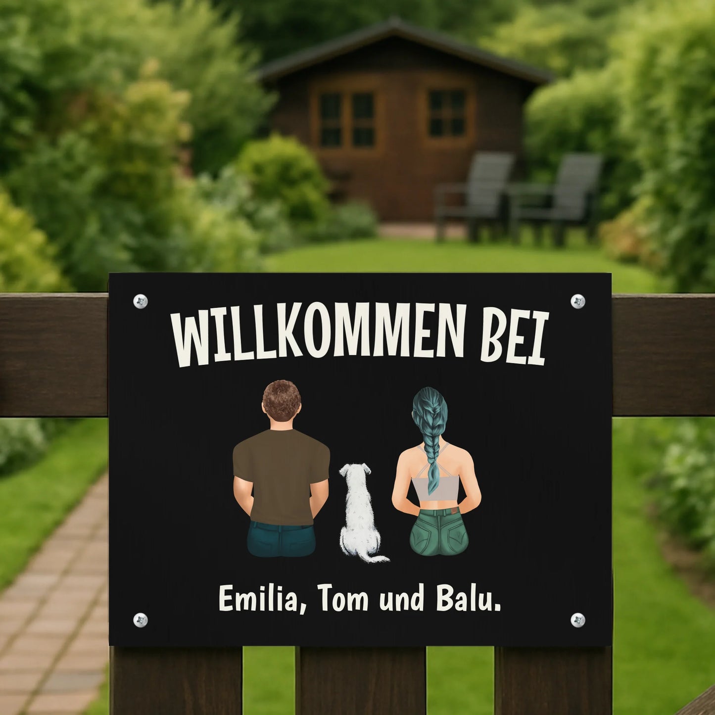 Metallschild Mockup Garten
