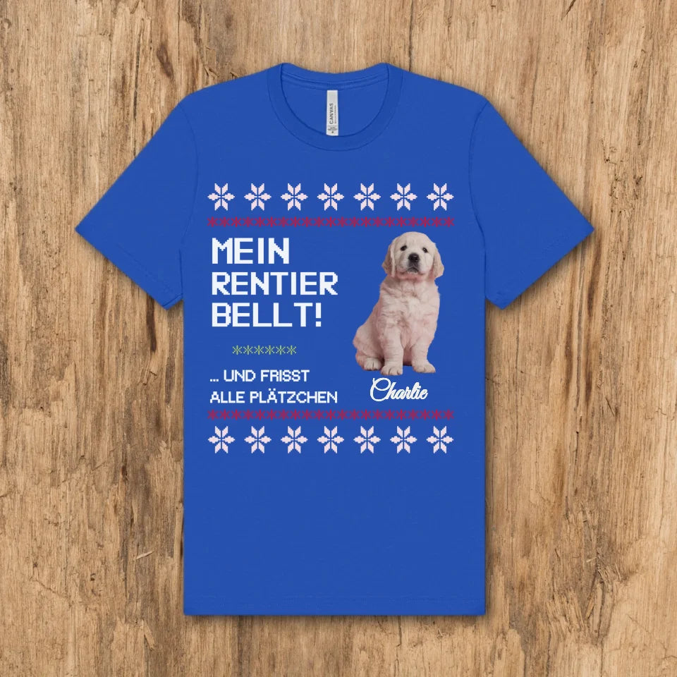 Mein Rentier bellt - Personalisiertes T-Shirt
