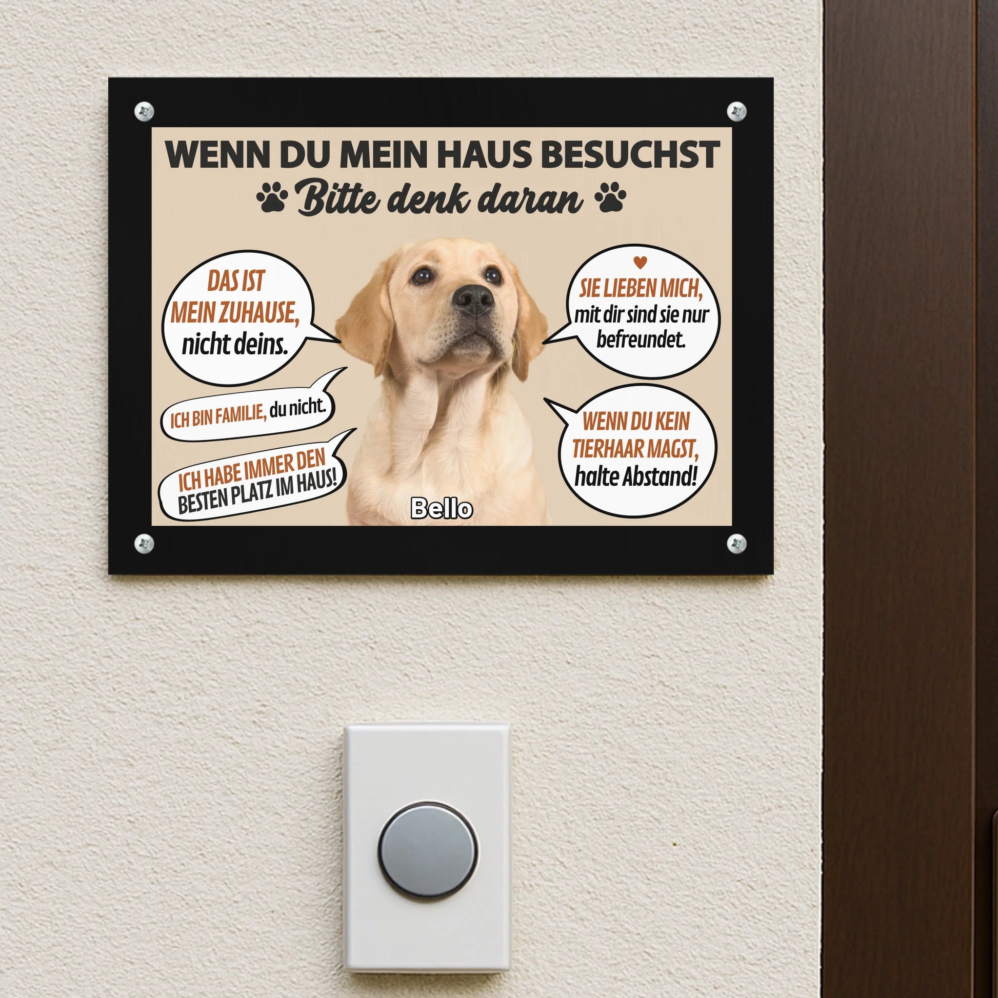 Metallschild Mockup Hauswand Petnovia