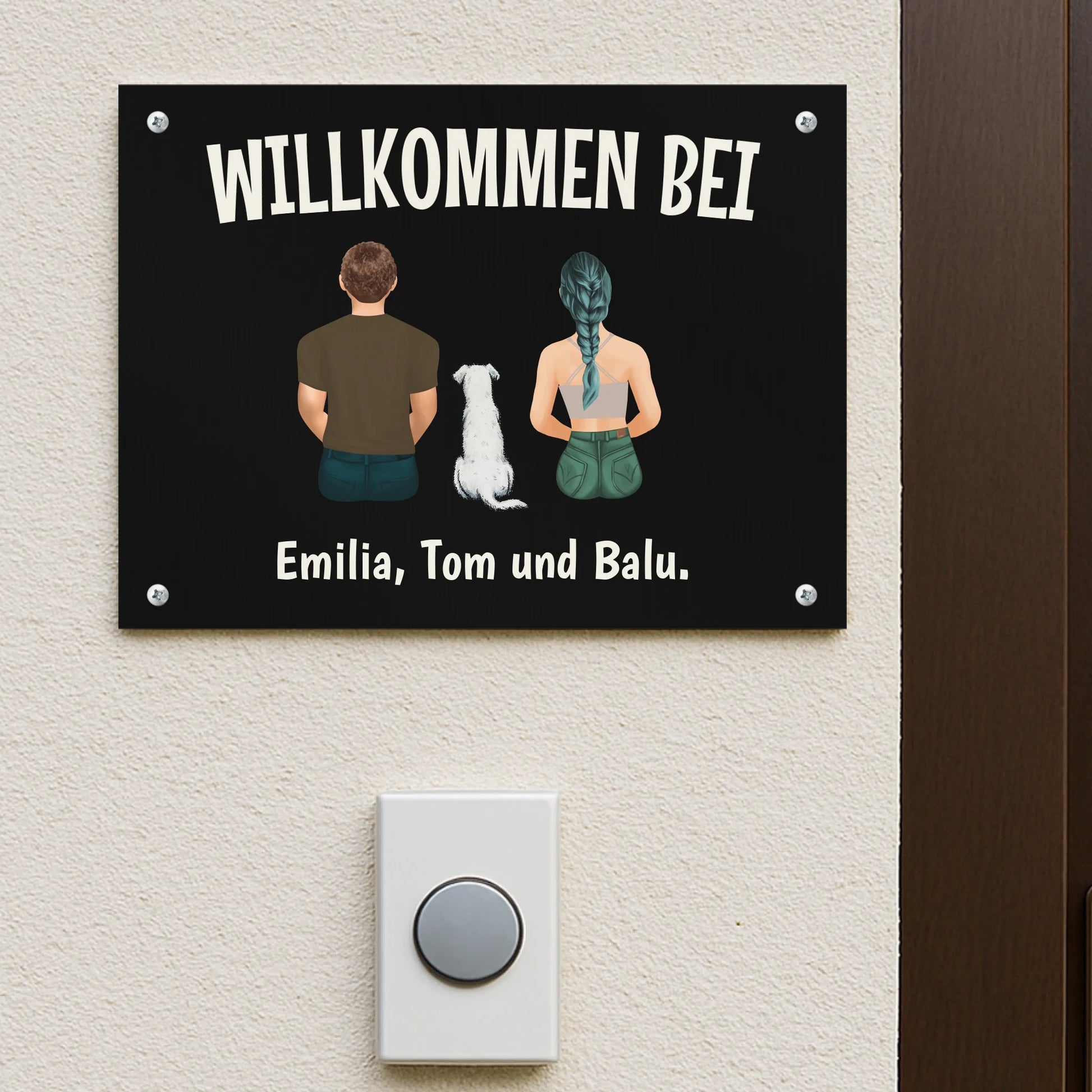 Metallschild Mockup Hauswand Petnovia