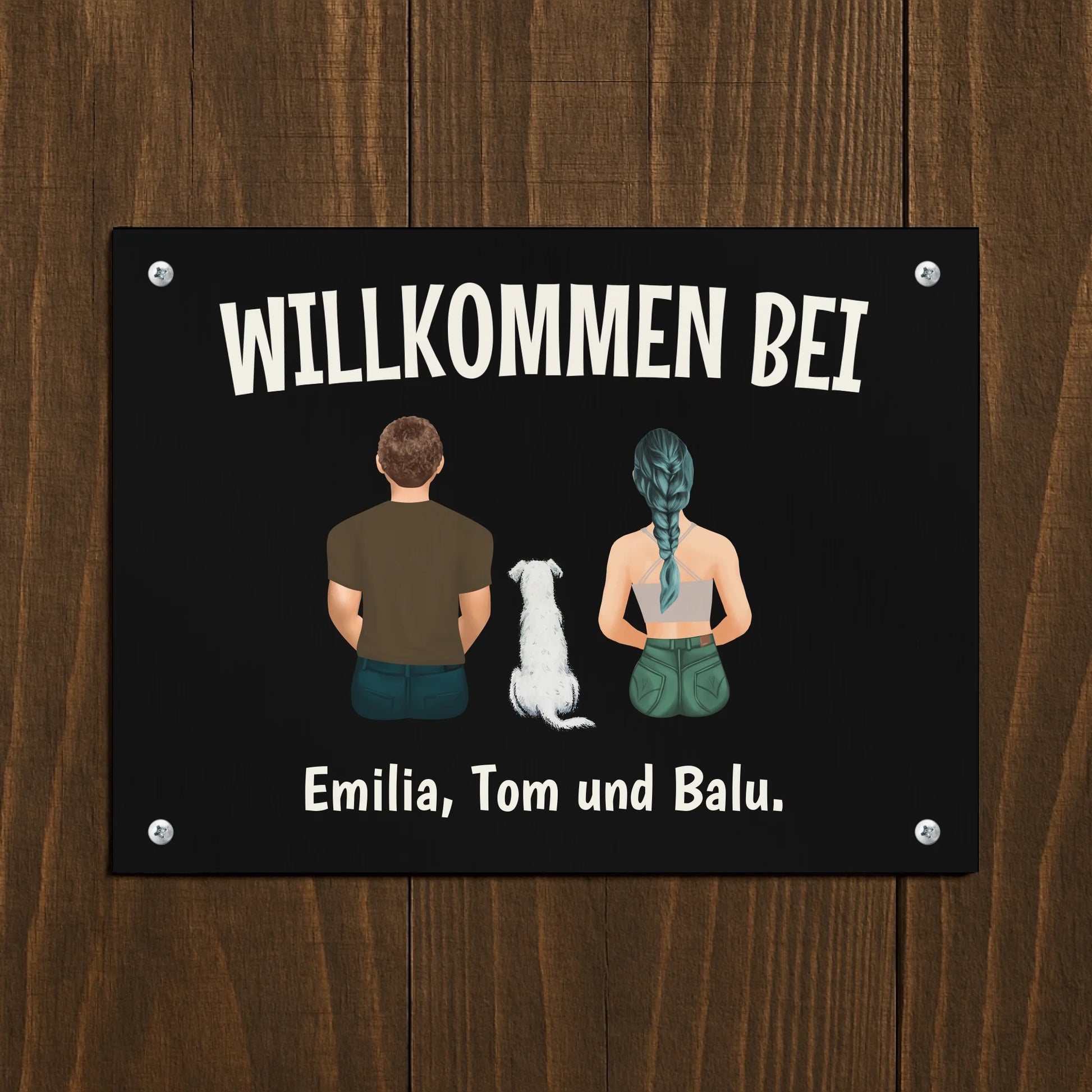 Metallschild Mockup Holzwand Petnovia