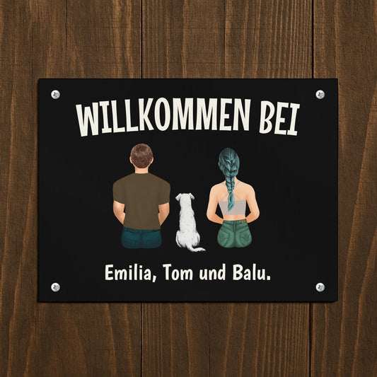 Metallschild Mockup Holzwand Petnovia