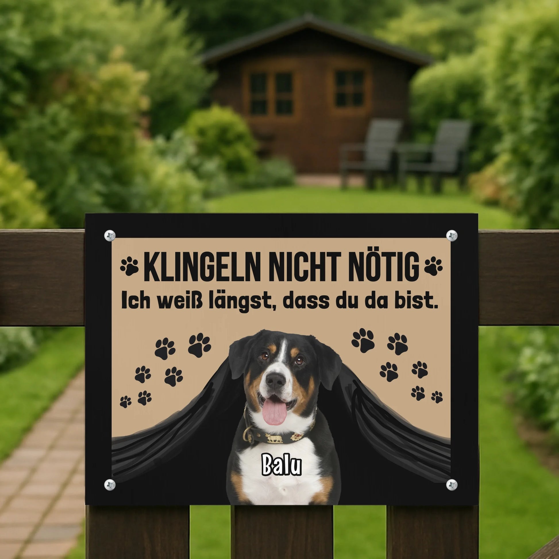 Metallschild Mockup Garten