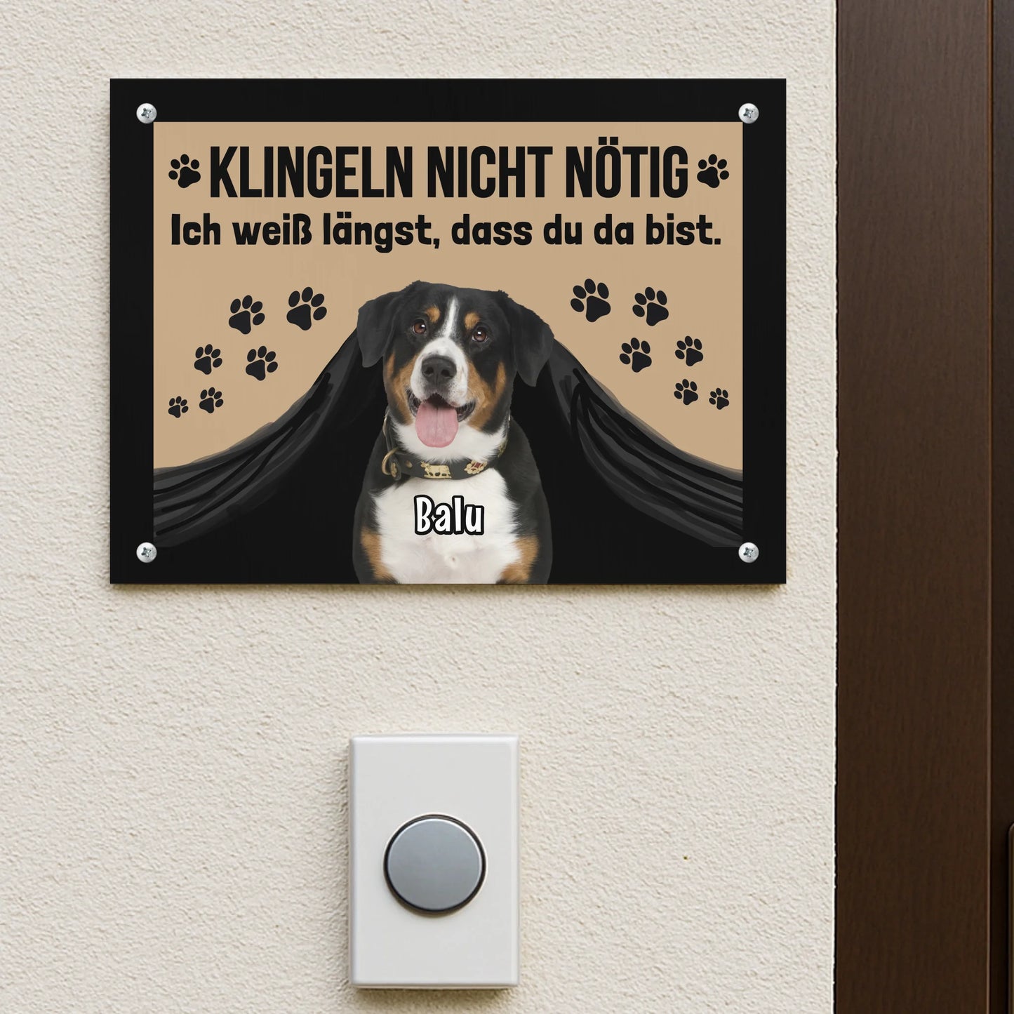 Metallschild Mockup Hauswand Petnovia