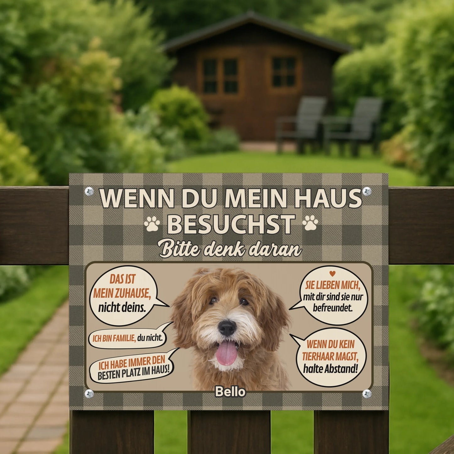Metallschild Mockup Garten