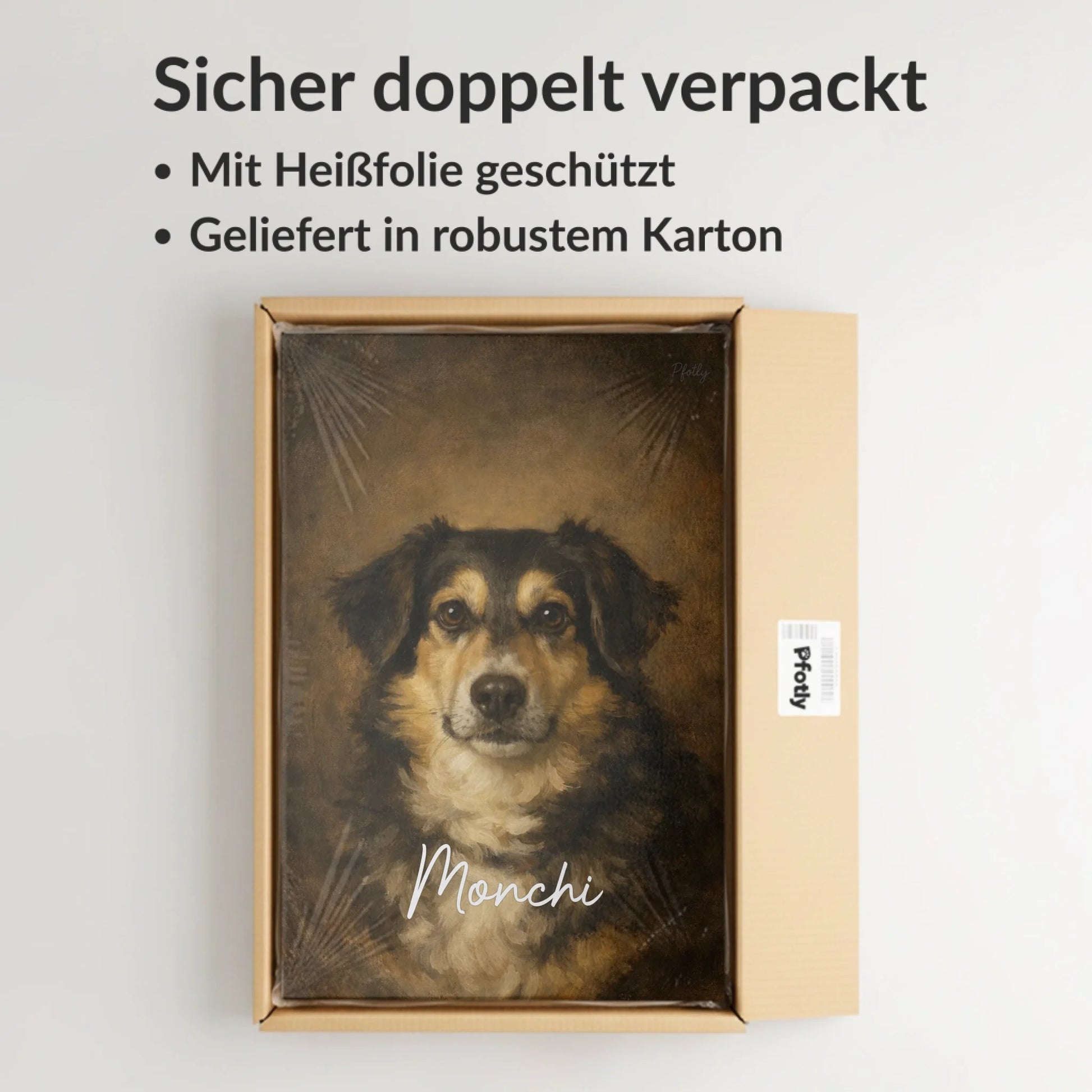 Jede Leinwand wird sorgfältig doppelt verpackt und mit Heißfolie geschützt – maximale Sicherheit für Ihr Kunstwerk. (1)